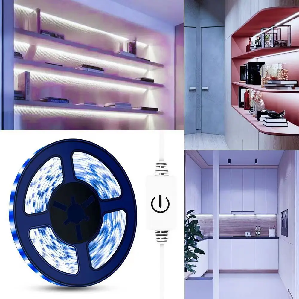 USB LED Strip Light Touch Sensing 5V 2835 LED Flexible Lights Tape Ribbon Backlight For Room Cabinet Lighting Mirror Brightening