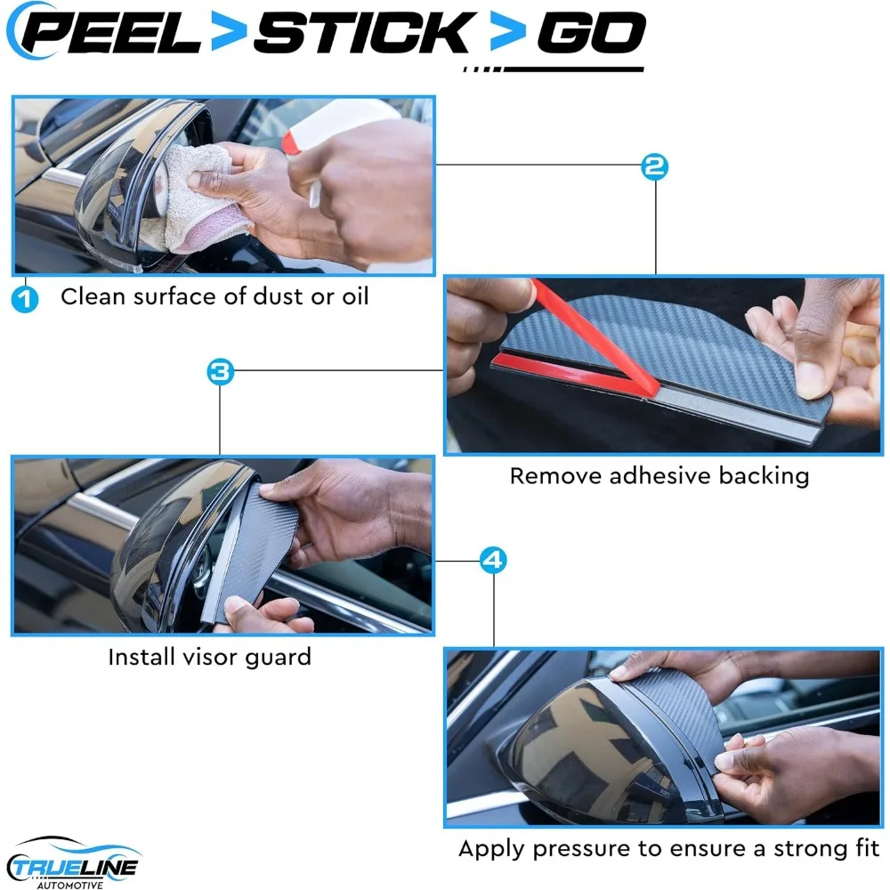 True Line Automotive 2 قطعة واقي المطر بمرآة جانبية - غطاء مرآة الرؤية الخلفية من ألياف الكربون - ملحقات خارجية للسيارات للدكتور #4