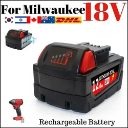 for Milwaukee M18 XC Lithium Battery 18V 12000mAh Replacement 48-11-1860 48-11-1850 48-11-1840 48-11-1820 Rechargeable Batteries