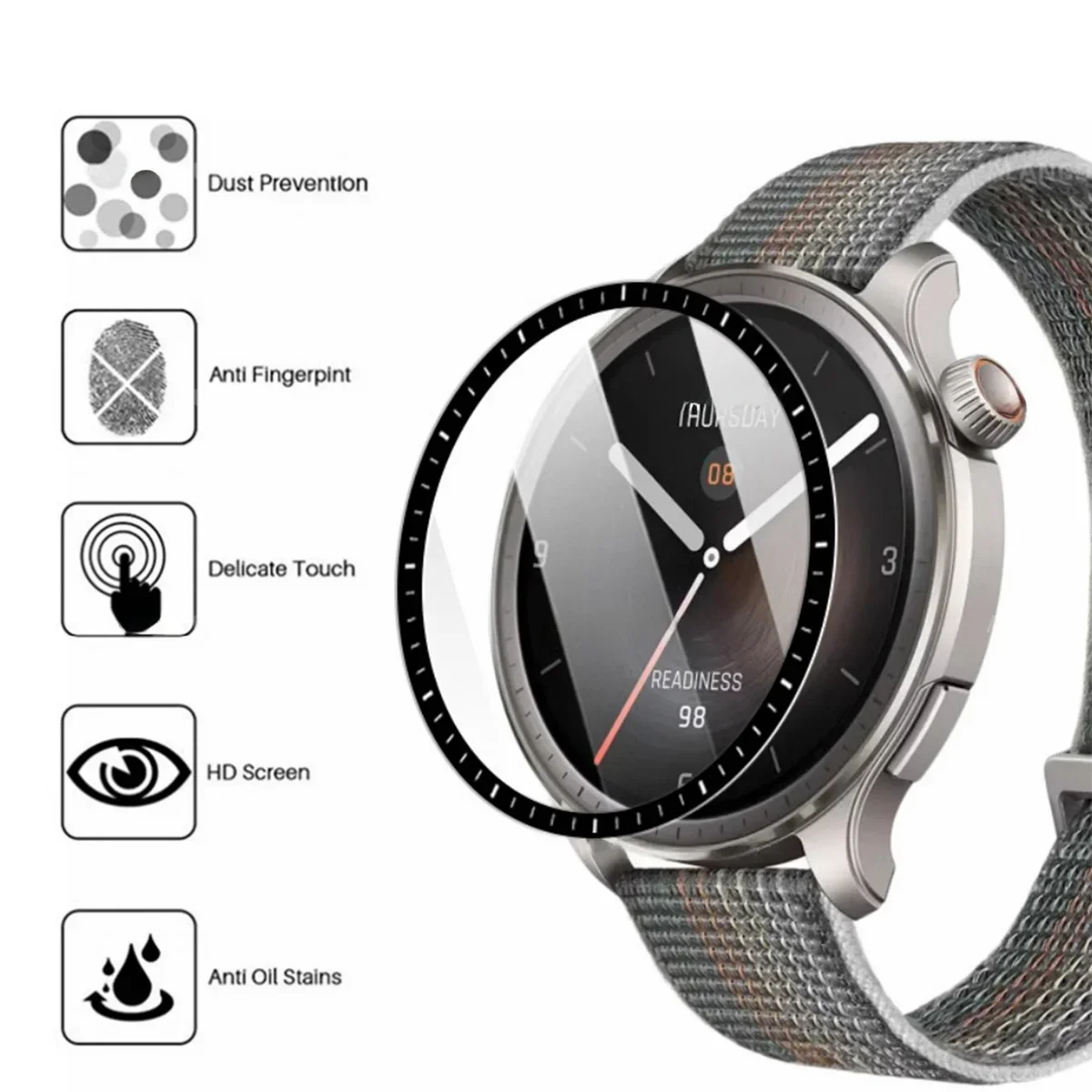 9D-Displayschutzfolie mit weicher, gebogener Oberfläche für Amazfit Balance, vollständige Abdeckung, mit abgestuften HD-Folien, Smartwatch-Zubehör. – Detail 2