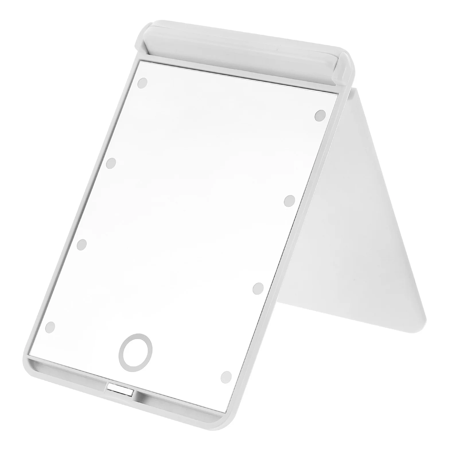 

Handheld LED Makeup Mirror White Double Sided Foldable Travel Pocket Small Purse Mirror High Definition Clear Surface Durable