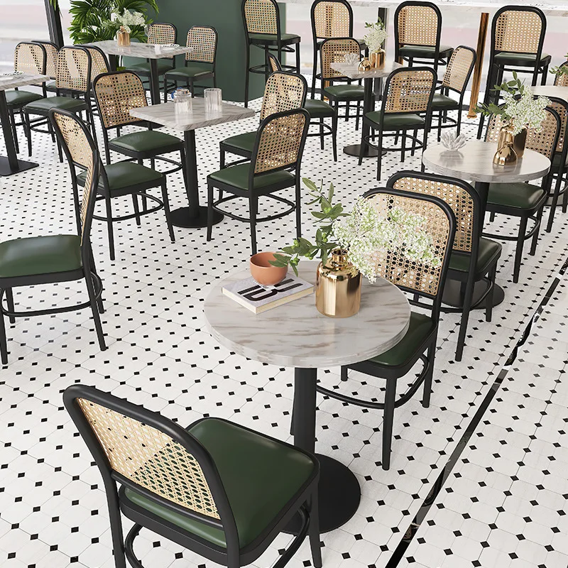 !@Modern Nordic Iron Table and Chair Set for Commercial Spaces-Durable Restaurant/Hotel Furniture
