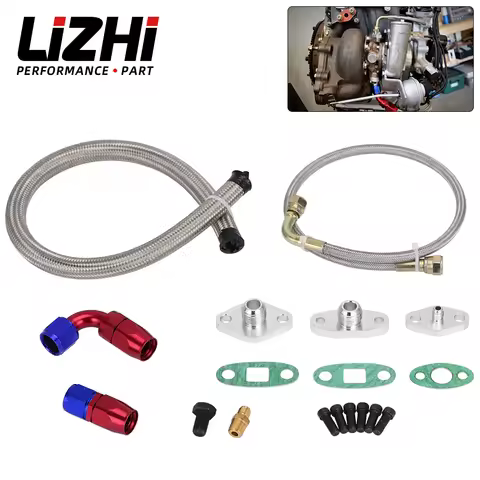LIZHI RACING - Oil Feed Line Drain Fitting Flange Kit For Toyota Supra 1JZGTE 2JZGTE 1JZ/2JZ Single Turbo LZ-TOL22
