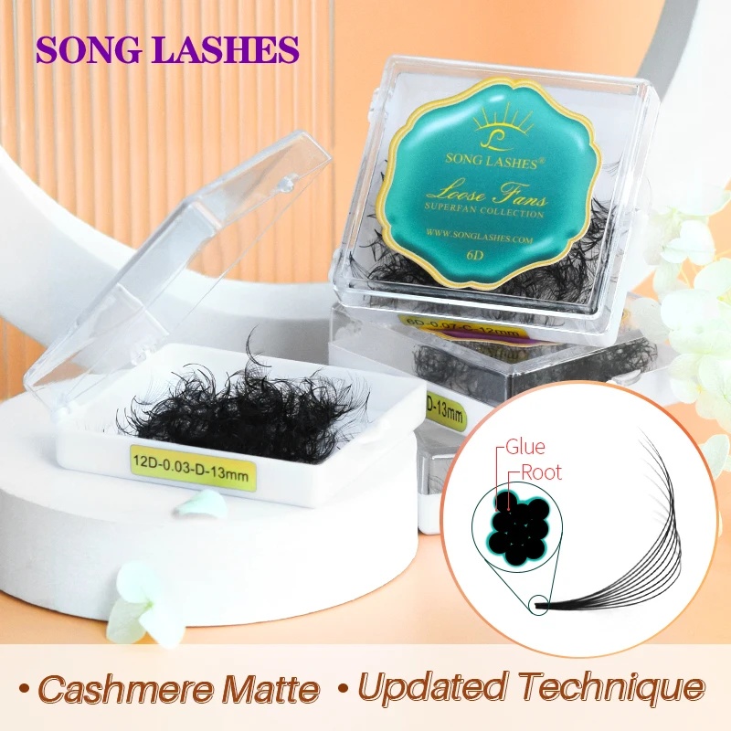 Song Lashes 10DPointy Base Vorgefertigte Fächer Lose Fächer Mittlerer Stiel Scharfe dünne spitze Basis Promade Volumenfächer Wimpernverlängerungen