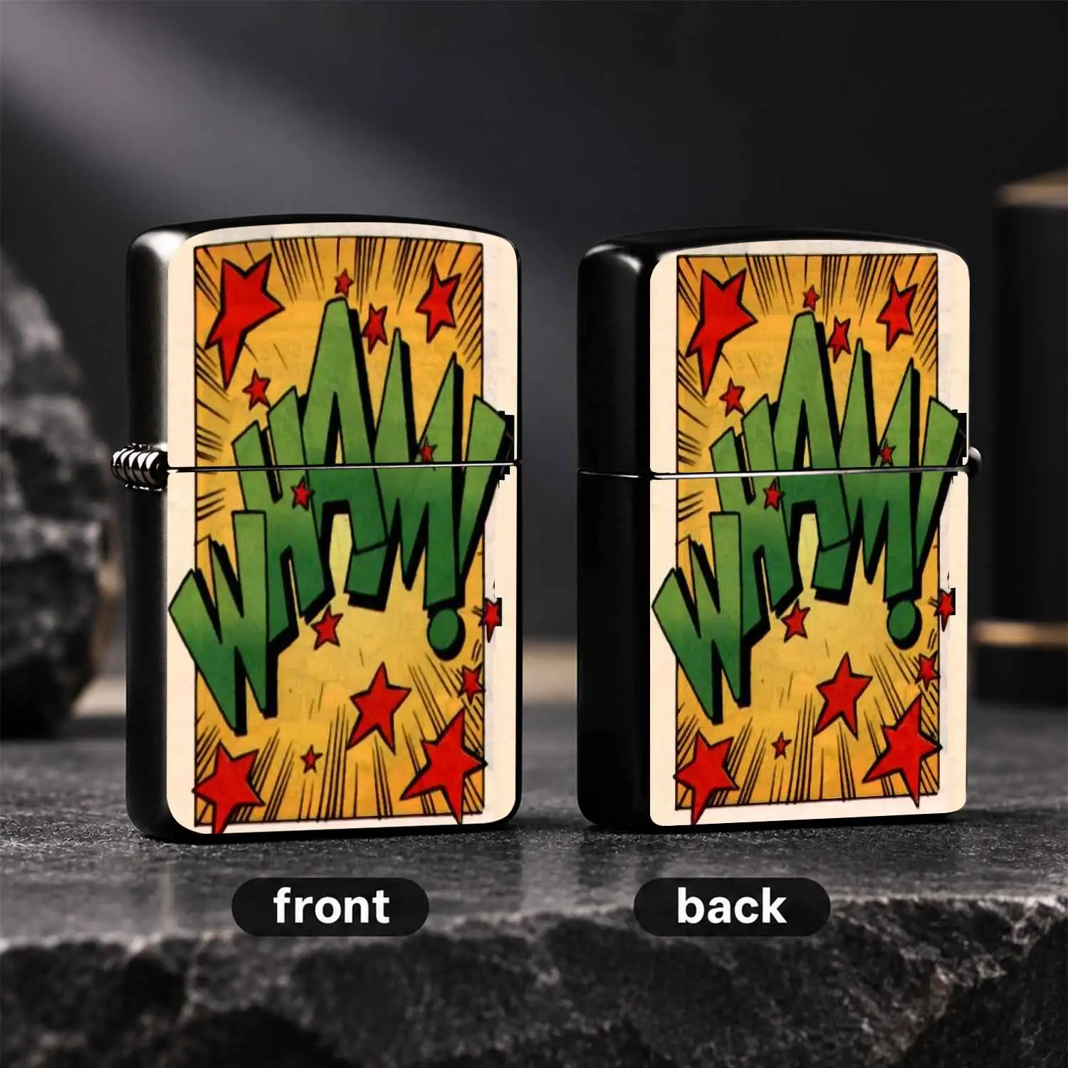 Vintage Comic Book Style Wham Themed Lighter Retro Eye-Catching Contrast Color Portable Igniter Creative Trendy Accessory For Daily Outdoor Multi-Scene Use Ideal Unique Exquisite Gift For Friends And Hobbyists Interesting And Humorous Light