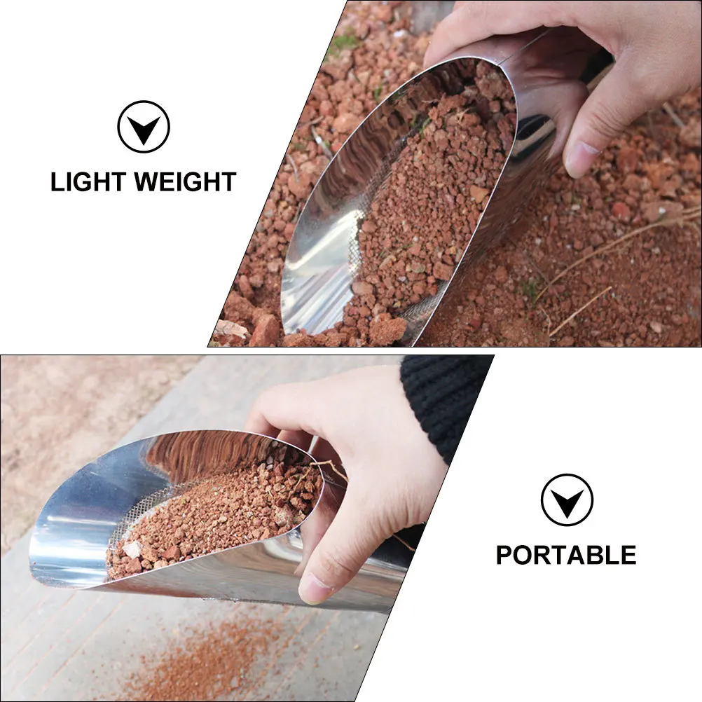 

2pcs Stainless Steel Soil Shovel Compact Lightweight Garden Tool For Planting Bonsai Succulents Potting Transplanting