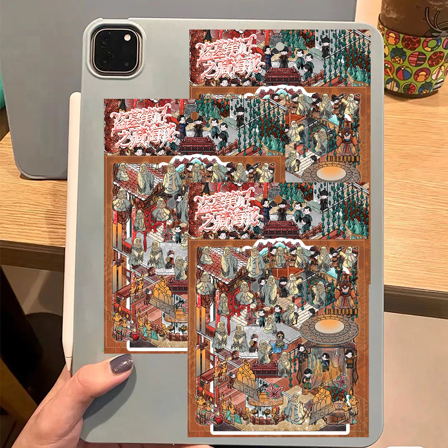 4 قطعة زهور البحر المخفية في قبر السرقة ملاحظات المشهد ملصق سجل القصاصات حقيبة الأمتعة القهوة شخصية الجدار ملصق #4