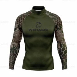 2023 Men Long Sleeve Surf Swimsuit Swimming T-shirt Beach UV Protection Swimwear Rash Guard Surfing Diving Swimsuit Tights Shirt