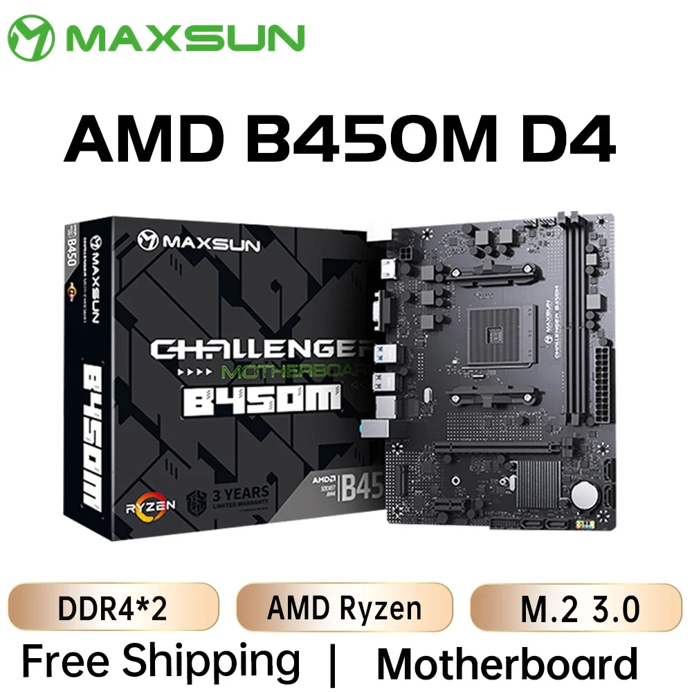 

MAXSUN AMD B450M Motherboard Dual-channel DDR4 Memory AM4 APU Mainboard M.2 NVME (supports Ryzen 3600 5600 5600G CPU) Full New