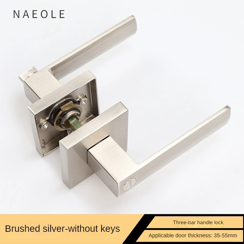 Zinc Alloy Three Pole Handle Lock, Indoor Room Door, Wooden Door, Silent Lock, Hotel Bathroom Lock, Channel Door Handle Lock