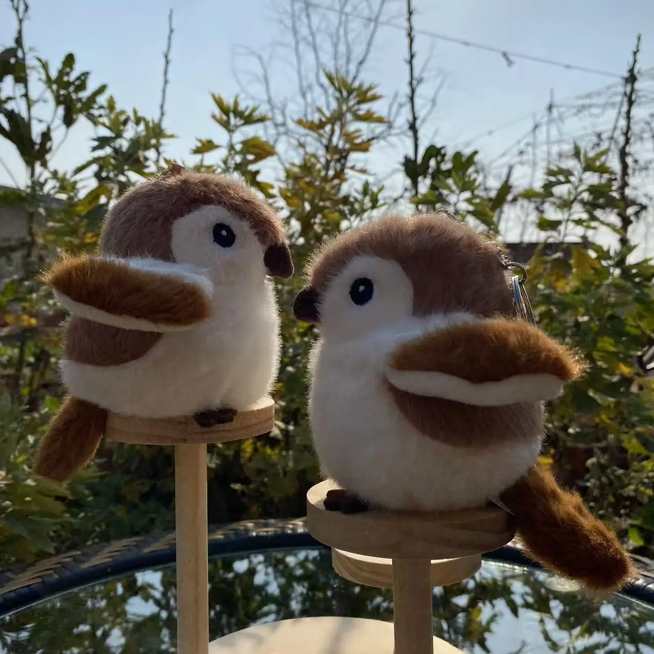 11cm Cute Simulation Bird Plush Doll Toy Keychain Pendant Soft Realistic Sparrow Plush Stuffed Doll Backpack Decoration Gift