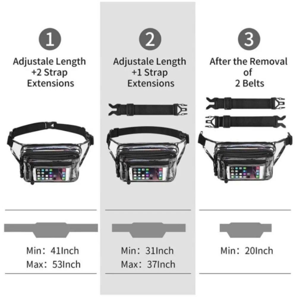 Casual PVC Transparent Waist Bag Multi layer Clear Phone Crossbody Bag Black Single Shoulder Sports Fanny Pack Fishing