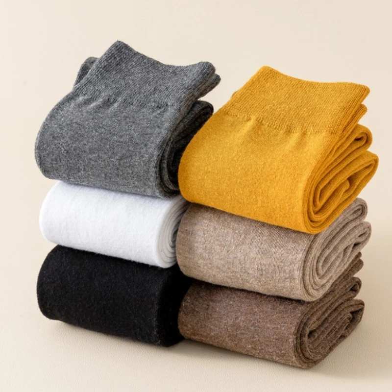 

6 Pairs Colors Socks for Women Cotton Fall Winter Long Socks Harajuku Female Casual Trick Warm Student Ladies Calf Socks 2025