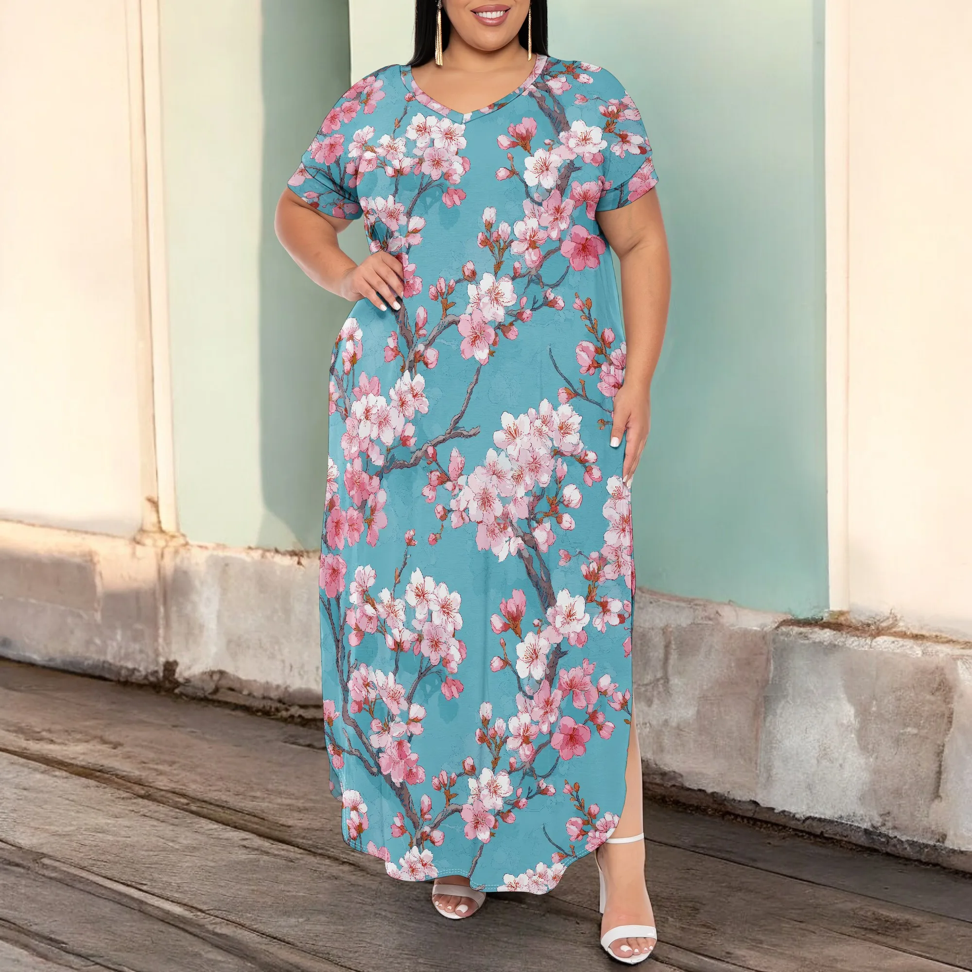 

Plus Size Short Sleeve Maxi Dress for Women – Comfortable and Stylish Choice for Casual Outings, Weekend Wear (XL–6XL)