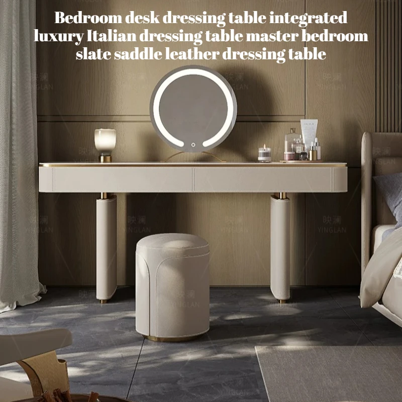 Wooden Led Light Drawers Dressing Table Seat Mirror Vintage Livingroom Corner Luxury Makeup Vanity Modern Storage Furniture