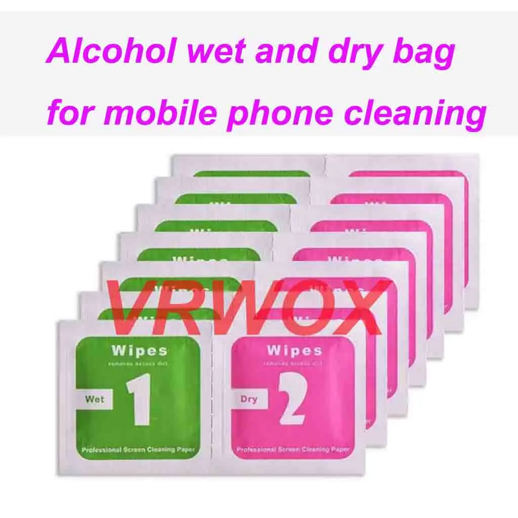 50PCS Dry Wet Wipes for Mobile Phone Camera Lens Tablet Watch Tempered Glass Screen Protector Alcohol Package Cleaning Tools