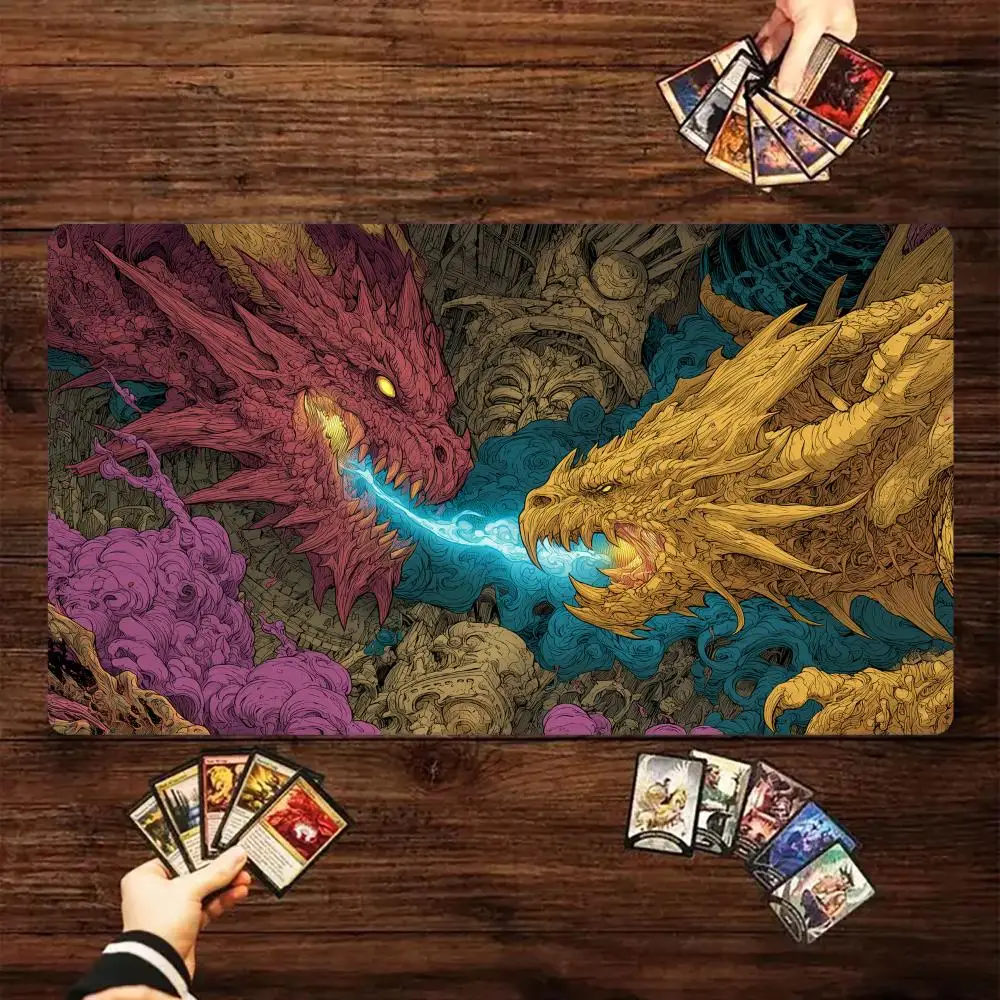Fierce Twin Dragon Battle Design TCG Playmat Magic Card Battle Mat 35X60CM gathering gaming mats tapete magic mat card pad