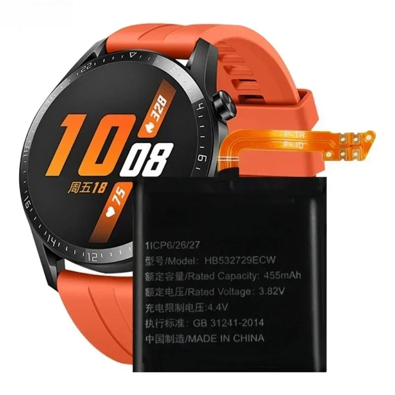 Newest HB532729ECW 3.82V 455mAh Rechargeable Battery for Huawei Watch GT2 GT3 46MM JPT-B19 JPT-B29 High Quality Watch Battery