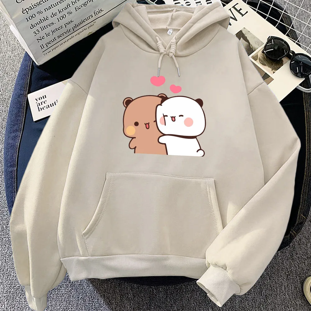 Panda Beruang Bubu Dudu hoodie kasual wanita/pria Kawaii grafis kaus lengan panjang musim dingin hangat hoodie pullover Sudadera anak perempuan