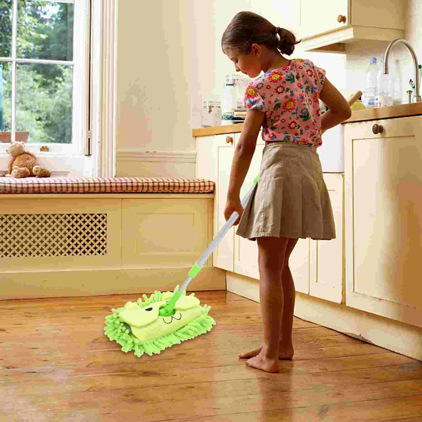 Scopa giocattolo per bambini, giocattoli per mop, per neonati, set di plastica per bambini, prodotti per la pulizia, verde