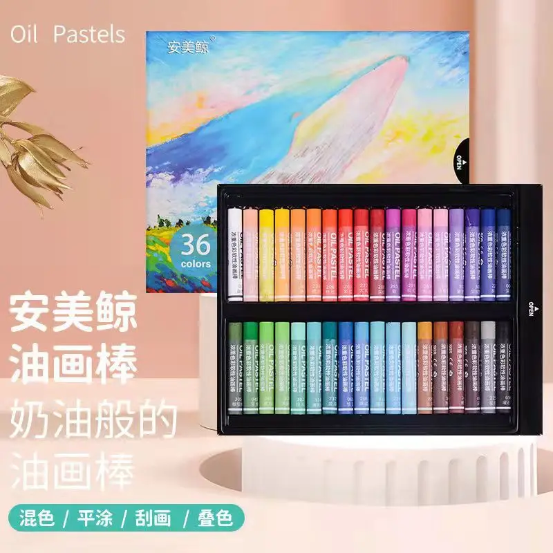 Oil Pastels 12/24/36/48 Color Set Professional Oil Pastels Soft Glitter Macaron Colors for Artist Art Supplies