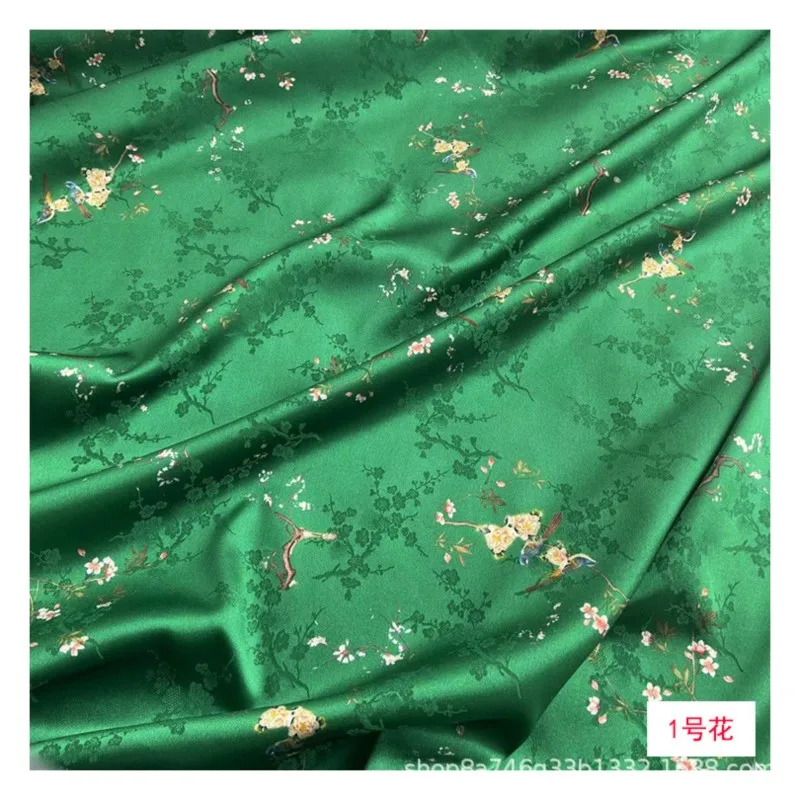 Verão 19 momme impresso estiramento jacquard tecido de cetim macio e suave vestido cheongsam de seda fluindo