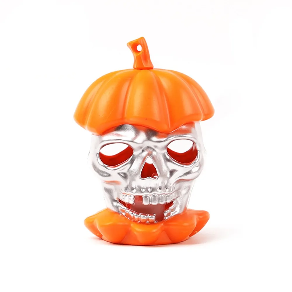 12Pcs Glowing Halloween Pumpkin Light Scary Plastic Skull Light Creative Portable Pumpkin Ornament Night Light Halloween Party