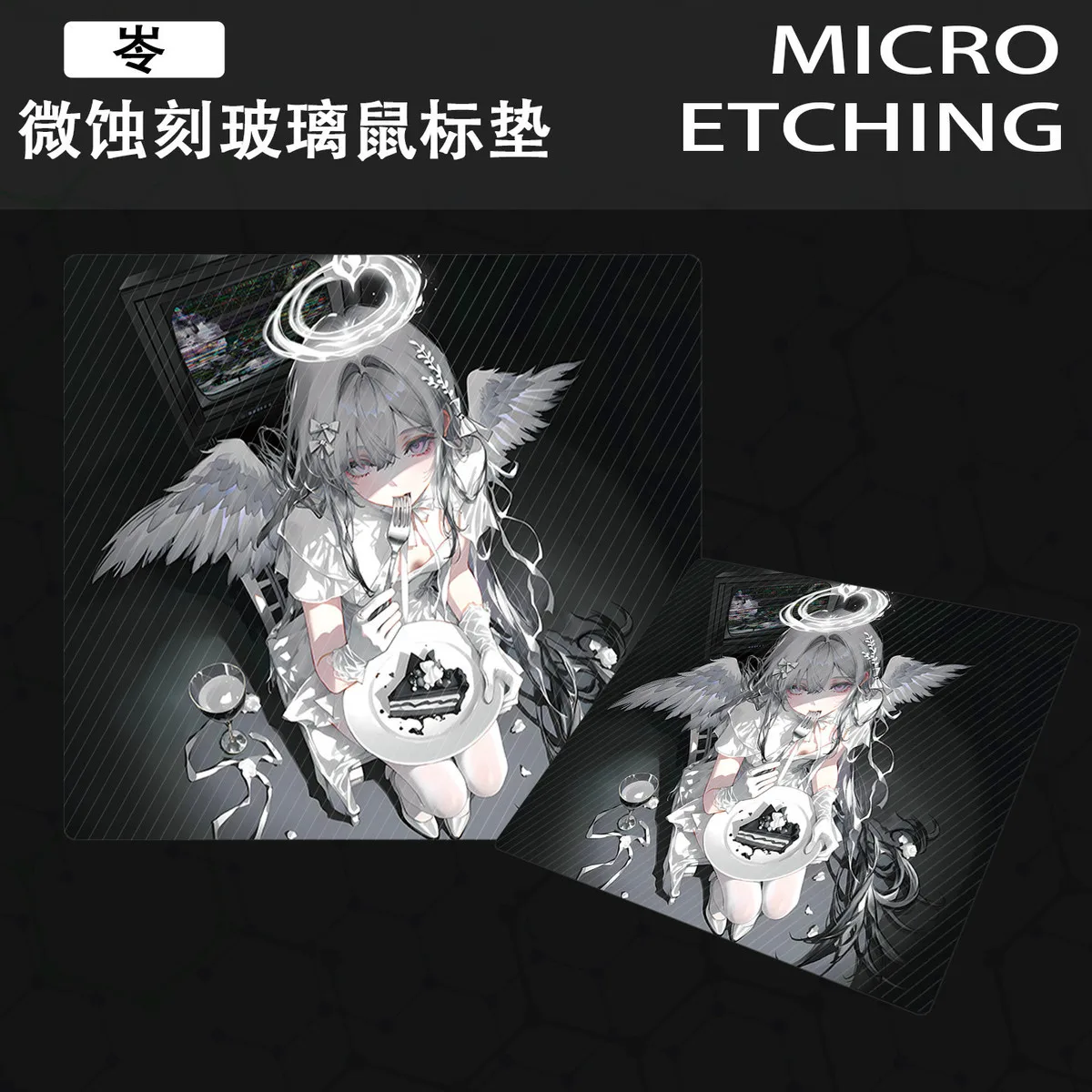 Illustration Anime Girl Etched Glass Mouse Pad Smooth Hard Gaming Desk Mat Print Non-Slip Glass Mat FPS Waterproof PC Laptop