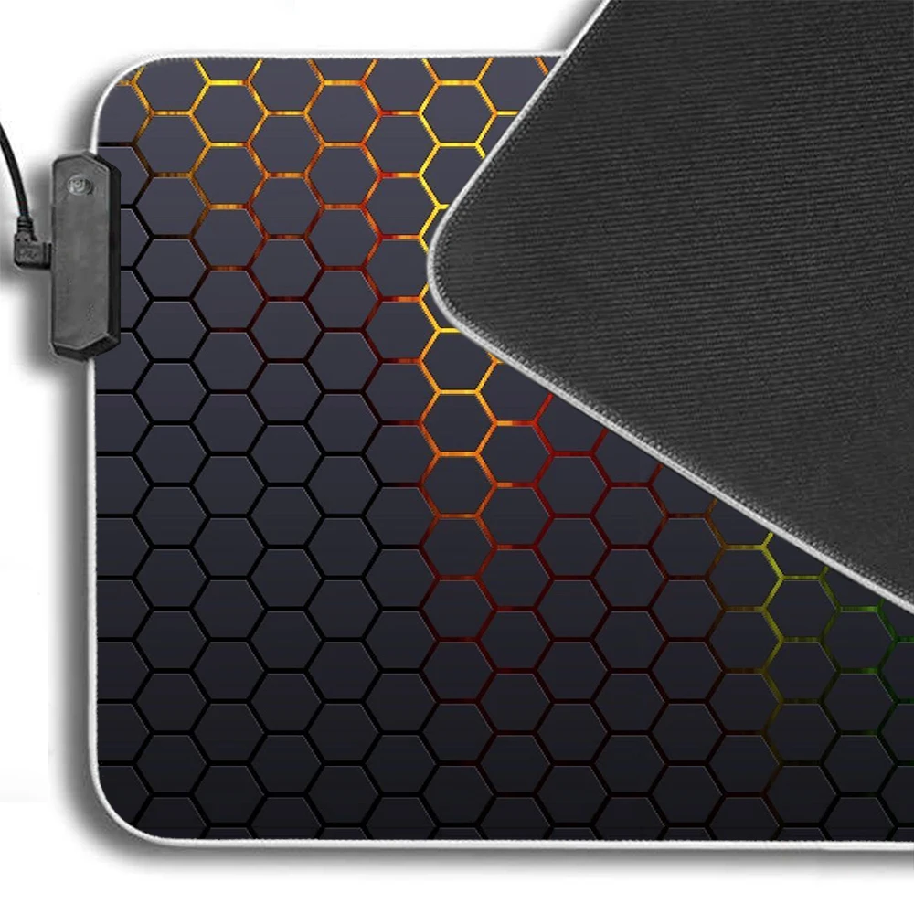 Rgb Mouse Pad Xxl Honeycomb Personalized Slipmat Desk Accessories Mousepad Gamer Play Mat Large Gaming Computer Led Lights 1000