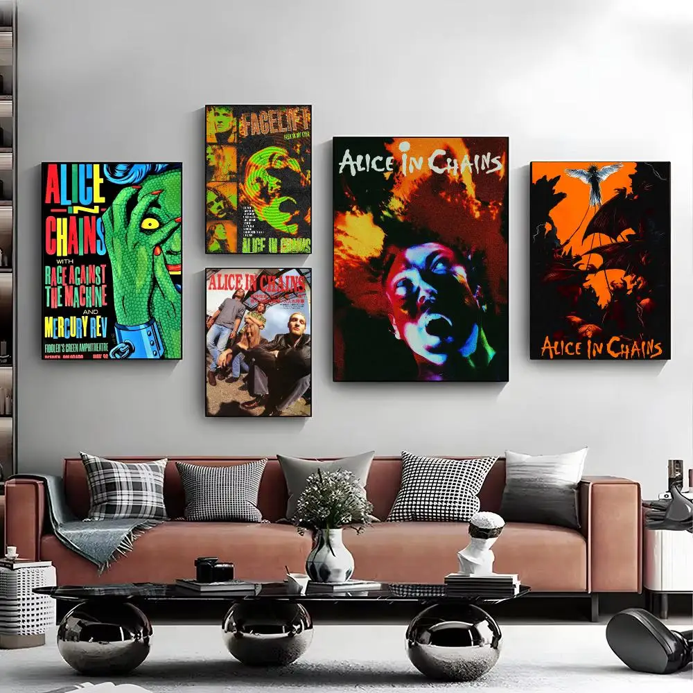 Rock Band A-Alice In Chains Poster Modern Minimalist Wall Art Prints for Bedroom Living Room Aesthetic Contemporary Decor Gift