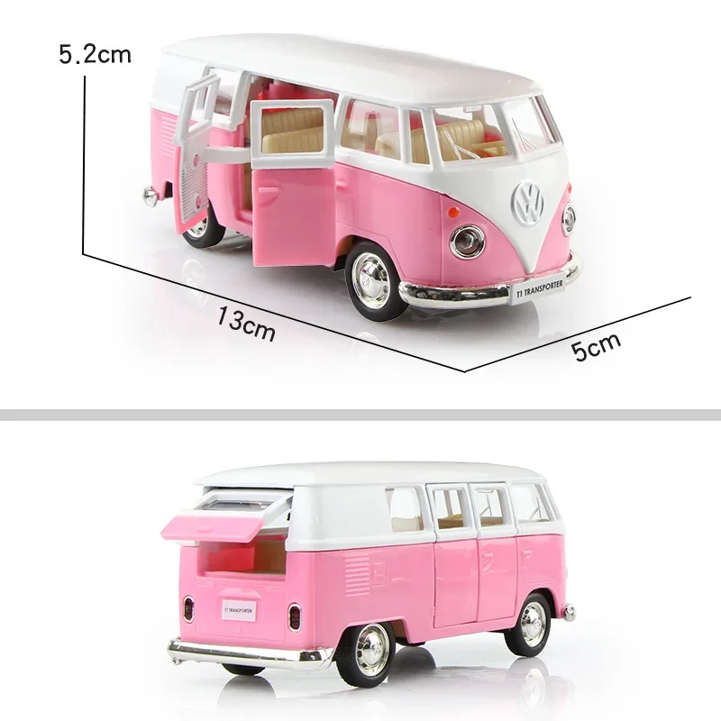 MaKeda1:36 Volkswagen VW T1 Bus Alloy Diecasts Toy Car Models Metal Vehicles Classical Buses Pull Back Collectable Toys For kid