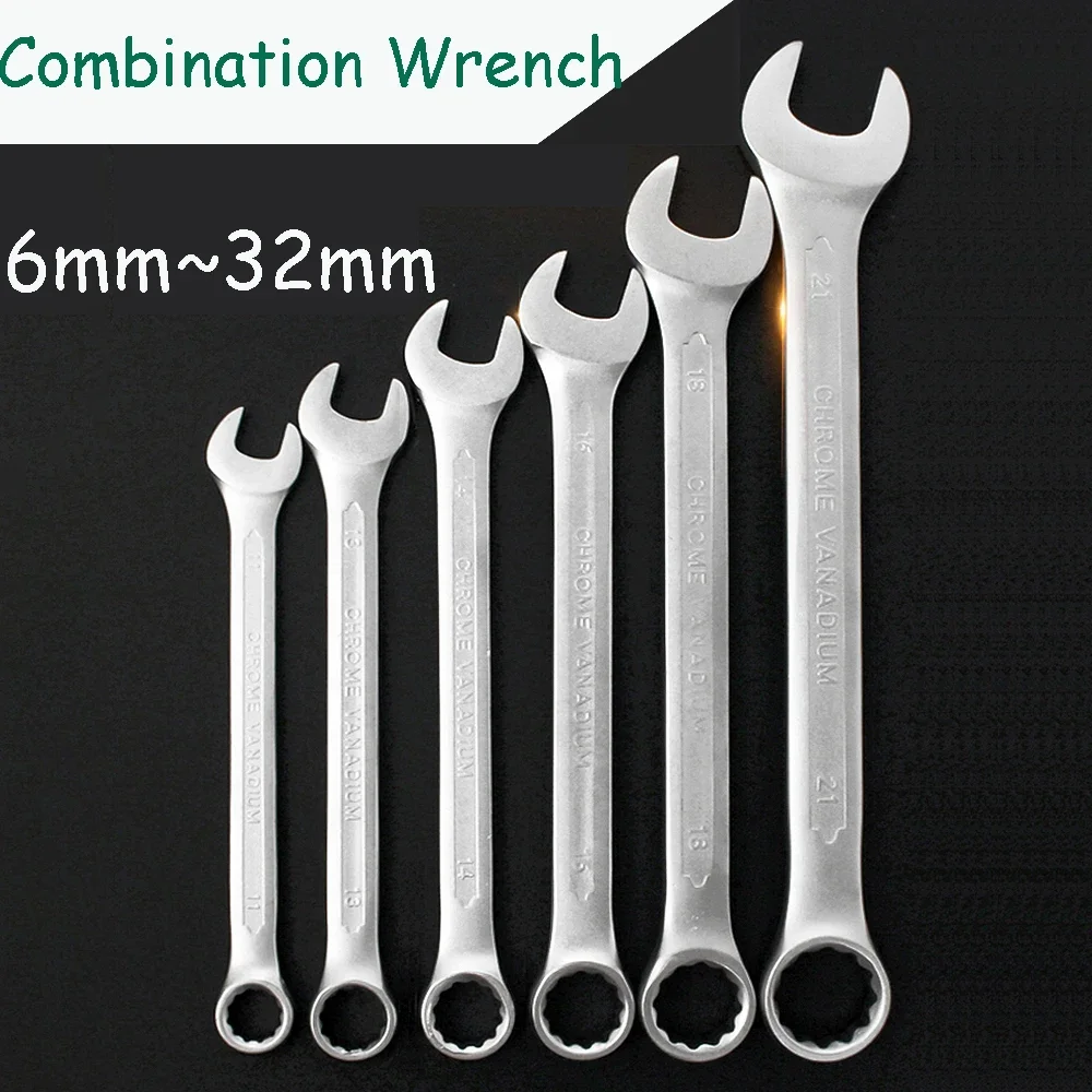 

Combination Wrench 6mm~32mm Open End Wrench Box End Wrench Carbon Steel Matte Industrial Grade Double End Wrench Auto Repair