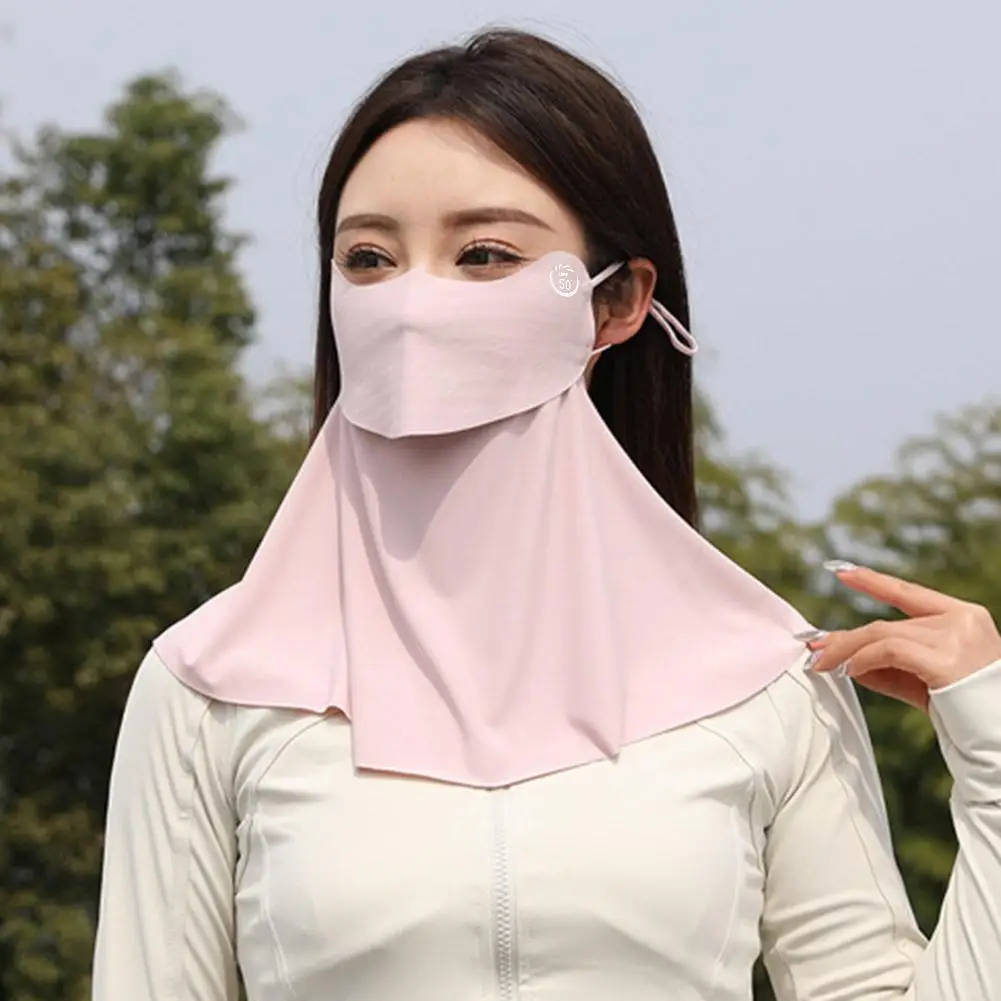 Sommer-Sonnenschutzmaske aus Eisseide für Damen, UPF50+, Anti-UV-Sturmhaube, Schal, Outdoor, Radfahren, Wandern, 360° ° Gesichts- und Halsbedeckung – Detail 13