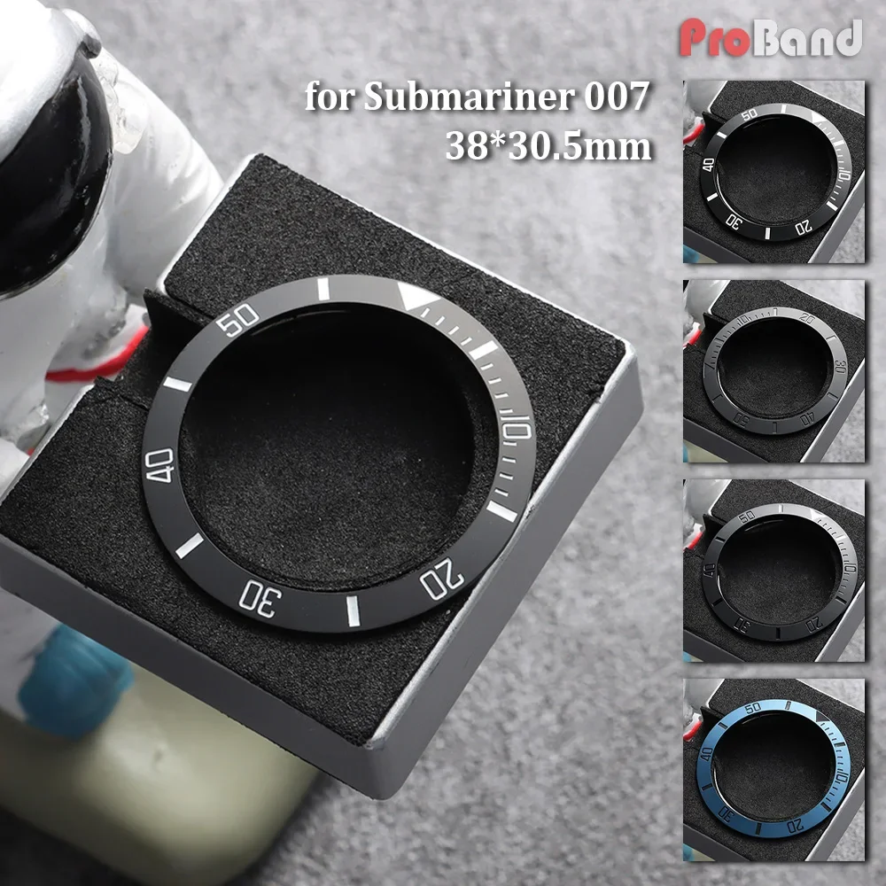 38mm*30.5mm  Diving Ceramic Sloping Watch Bezel Insert for Submariner 007 Movement Beveled Ring Watch Case Accessories Parts