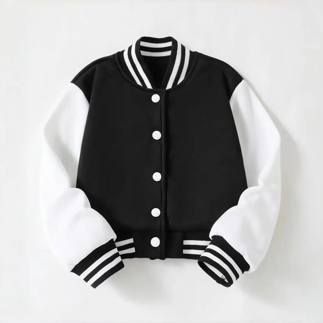 Girls' Spring and Autumn Jacket Ins Children's Clothing Girls' College Style Knitted Cardigan Contrast Color Casual Spring and A