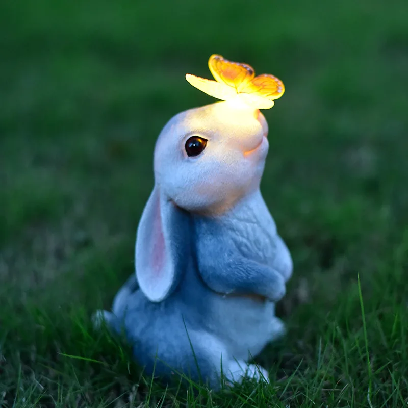 

Easter Garden Outdoor Decor Rabbit in with Solar Butterfly Light Garden Statues Outsides Decorations for Bunny Lovers Gardeners