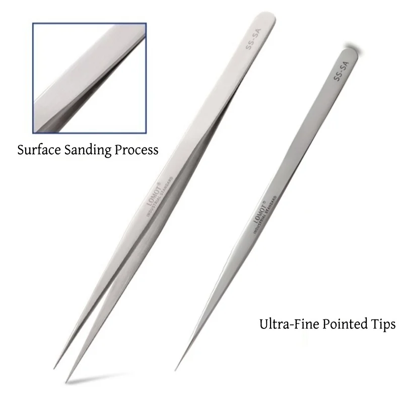 2pcs Industrial Standard Precision Tweezers Straight Non-Magnetic for Phone Pad Repair Jewelry Making Watch Maintenance Tool