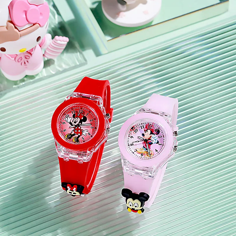 Disney Marvel Spiderman Mickey Frozen Luminous Watch Cartoon Toys Iron Man Children's Student Silicone Lights Led Watch Xms Gift