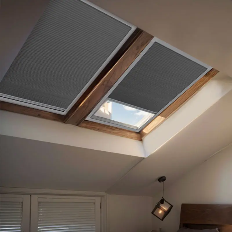 Motorized Skylight Roof Window Cellular Honeycomb Half Blackout Waterproof Blinds Curtain for Skylight  for Home Decoration
