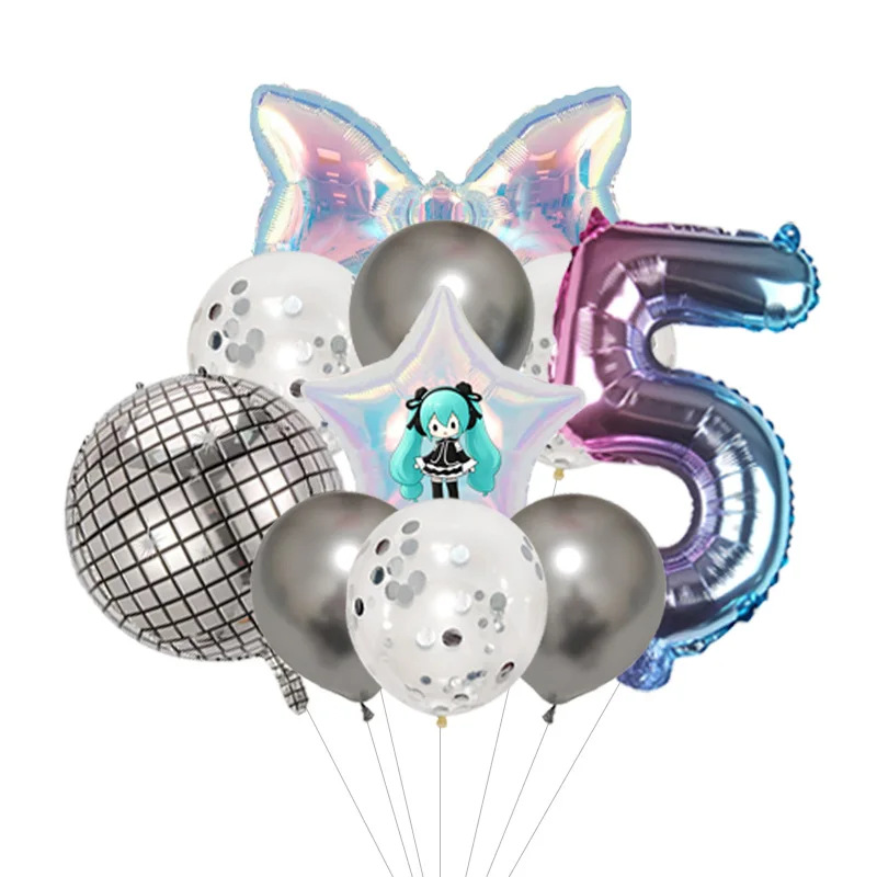 Hatsune Miku Sakura Miku Themed Balloon Bouquet Pink Blossom Foil Mylar for Spring Anime Birthday Party Decor view 6