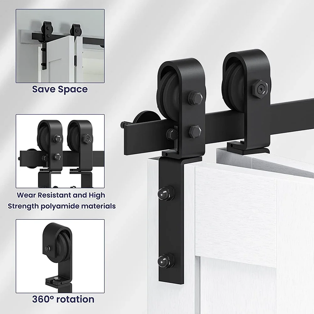 Gifsin-Bi-Folding Sliding Barn Door Hardware Rollers, Heavy Duty, Smoothly, Quiet Steel, Easy to Install, Only Rollers