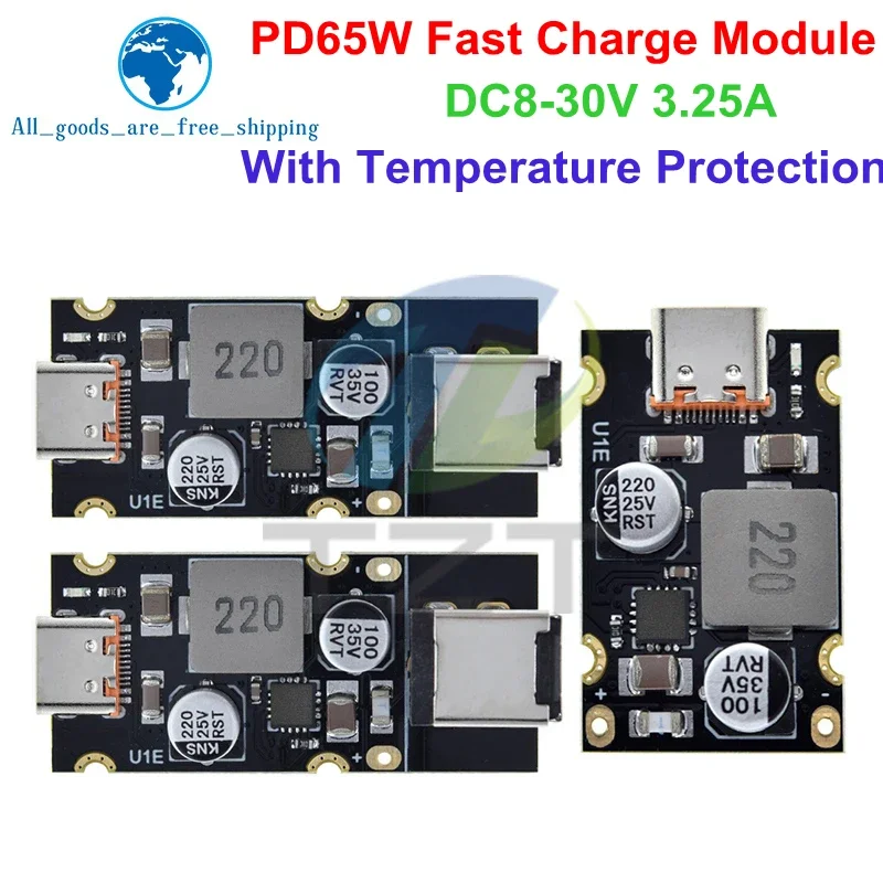 1/5 Uds QC4.0 QC3.0 Tipo C USB PD65W Adaptador De Carga Rápida DC8-32V 3.25A 65W Módulo Reductor Para Huawei SCP/FCP Apple PD