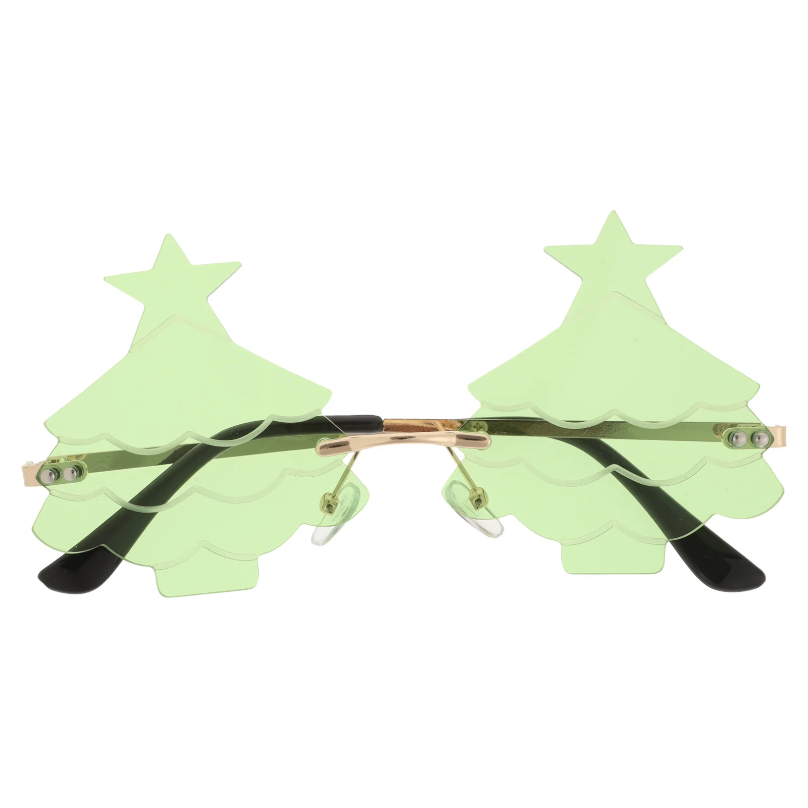 

Metal Sunglasses Rimless Christmas Tree Shape Fun Hip Hop Creative Eyeglasses Photo Prop Decor Holiday Party Favor Xmas Themed
