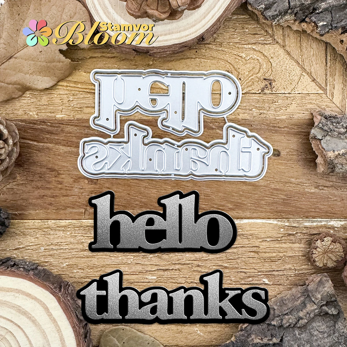 Original HELLO THAMKS Layer Titel Worte Metall-Stanzformen für Scrapbooking, dekorative Prägung