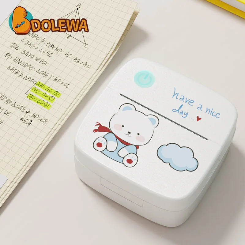 LAILAI BEAR Mini Printer Portable Printer Thermal Printing Sticker Wireless Inkless Pocket Printer Self-adhesive Label 1200mAh