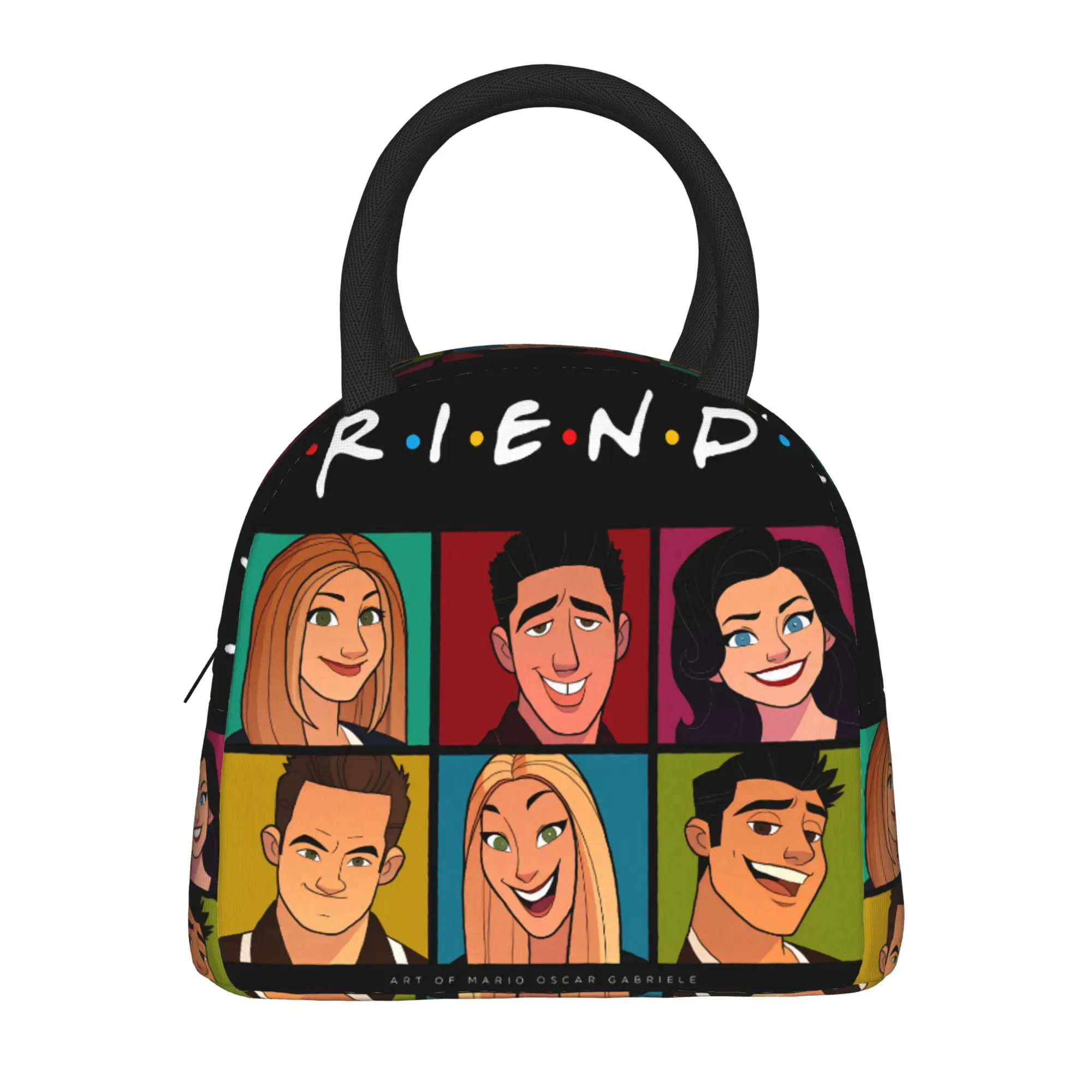 Friends TV Show Lunch Bag  Aesthetic Lunch Box Outdoor Picnic Portable Thermal Tote Handbags For Women Oxford Print Cooler Bag