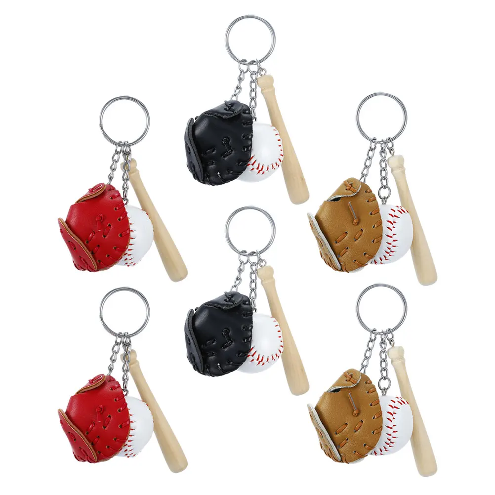 

6pcs Stylish Decorative Delicate Baseball Keychain Softball Keychain Pendant Key Chain for Bag Accessory Backpacks Car Keys