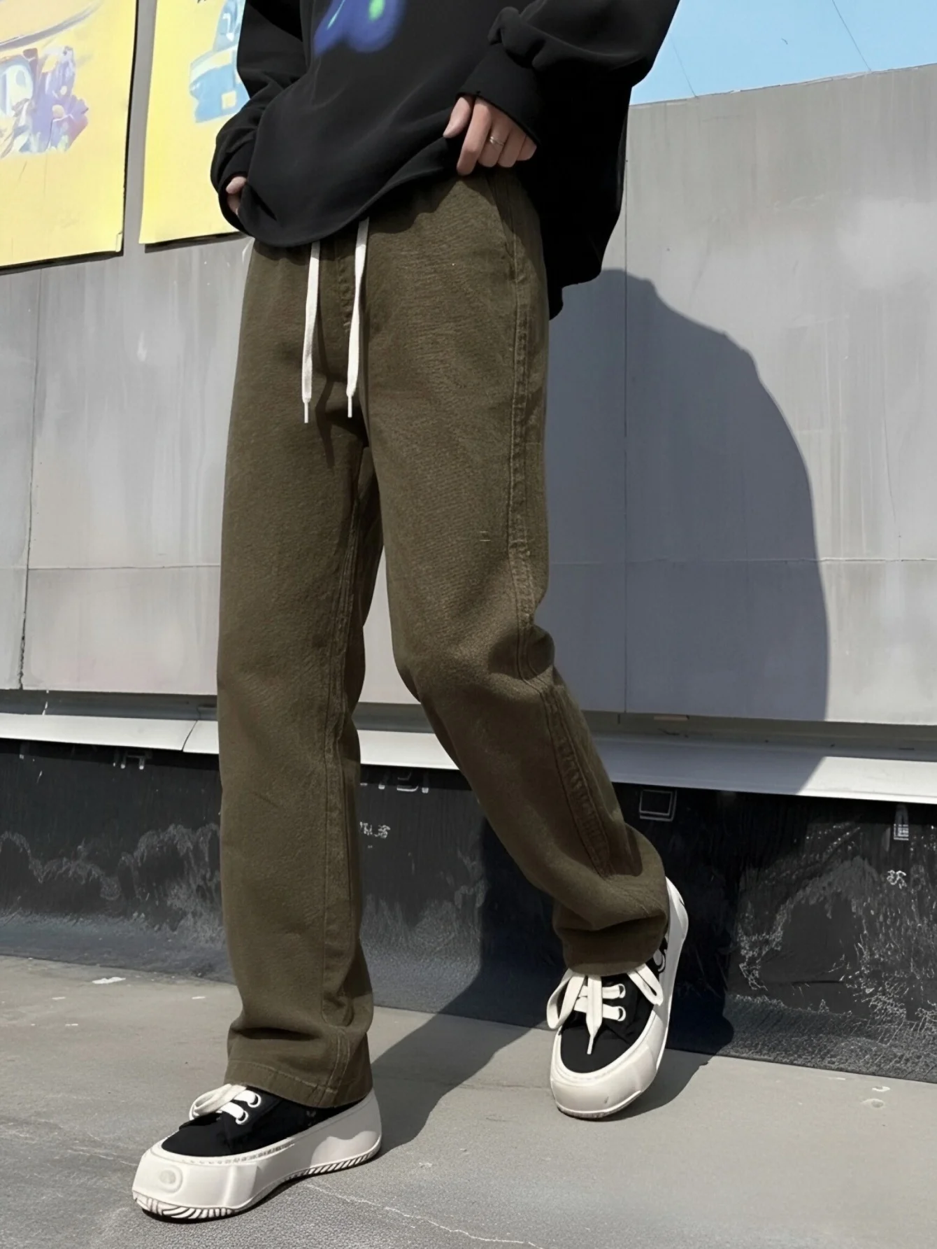 Four Seasons Casual Versatile Drape Jeans, American High Street Niche Design Vibe Trousers, Hand Washable and Machine Washable