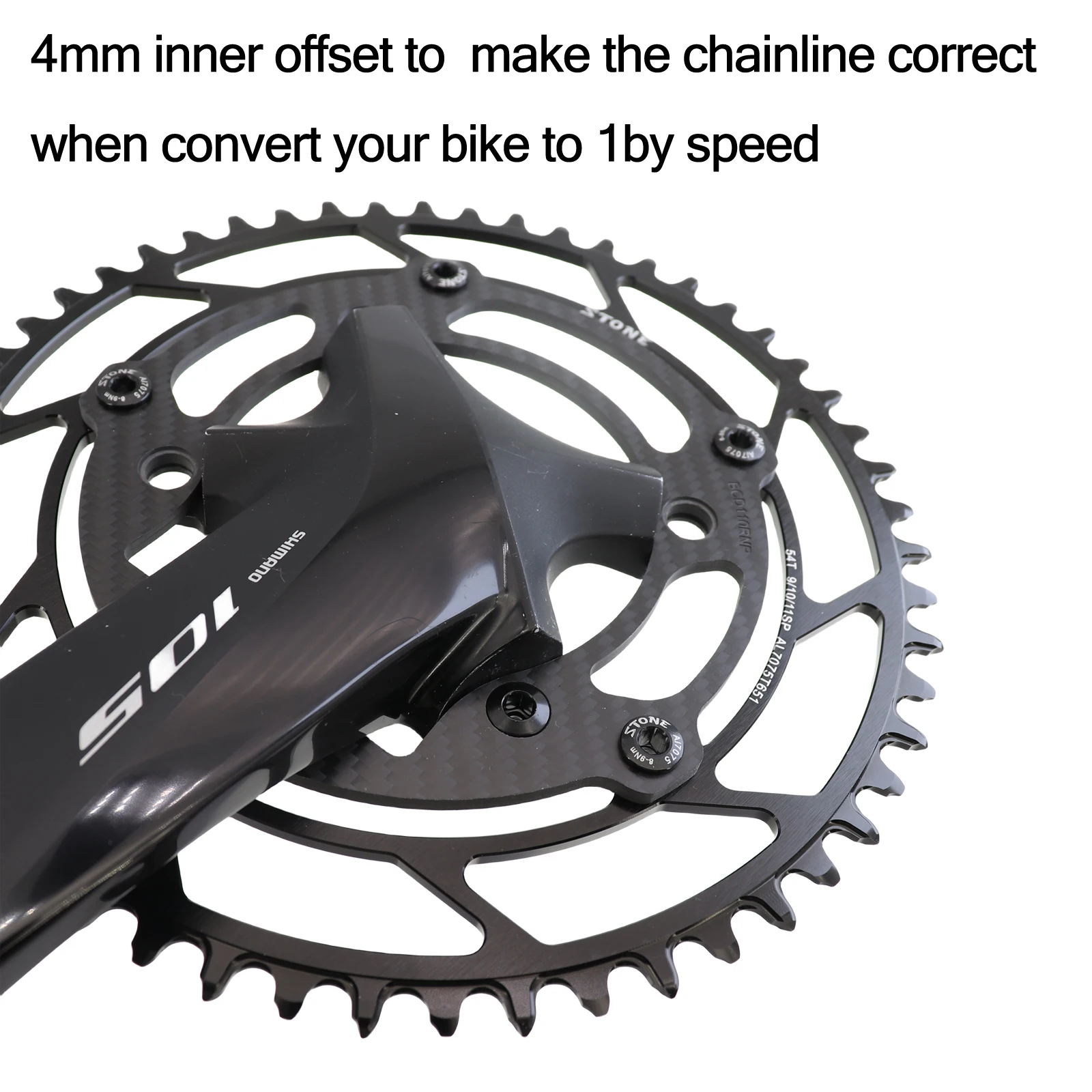 ラウンドチェーンリングシステム110bcd,カーボン,Shimano 105,r7000