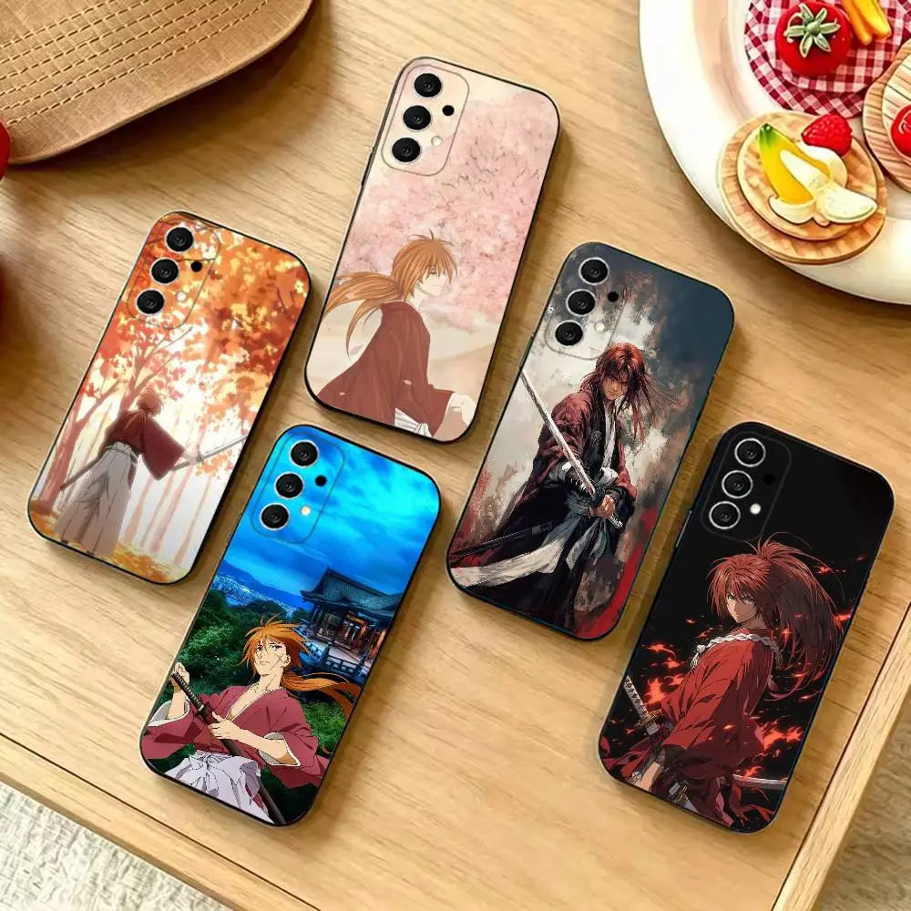 Anime R-Rurouni Kenshin Shockproof Black Cell Phone Cover, Fit for Samsung S20,S21,S22,S23,S24,S25,S26,Ultra,Plus,FE,Lite